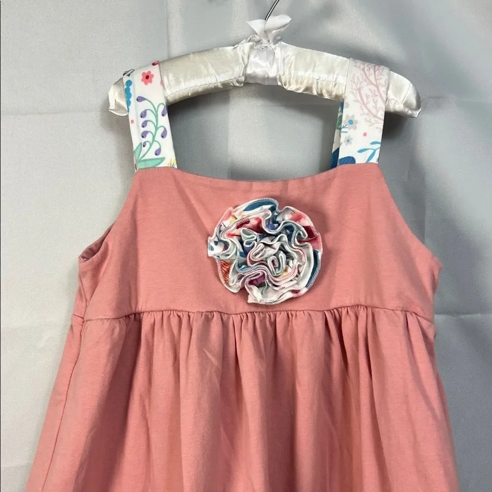 Marie Nicole Rose Pink knit dress with ruffle hem and floral accents  xxxL(7)